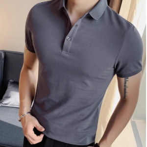 男士短袖T恤纯色有翻领polo衫韩版修身百搭